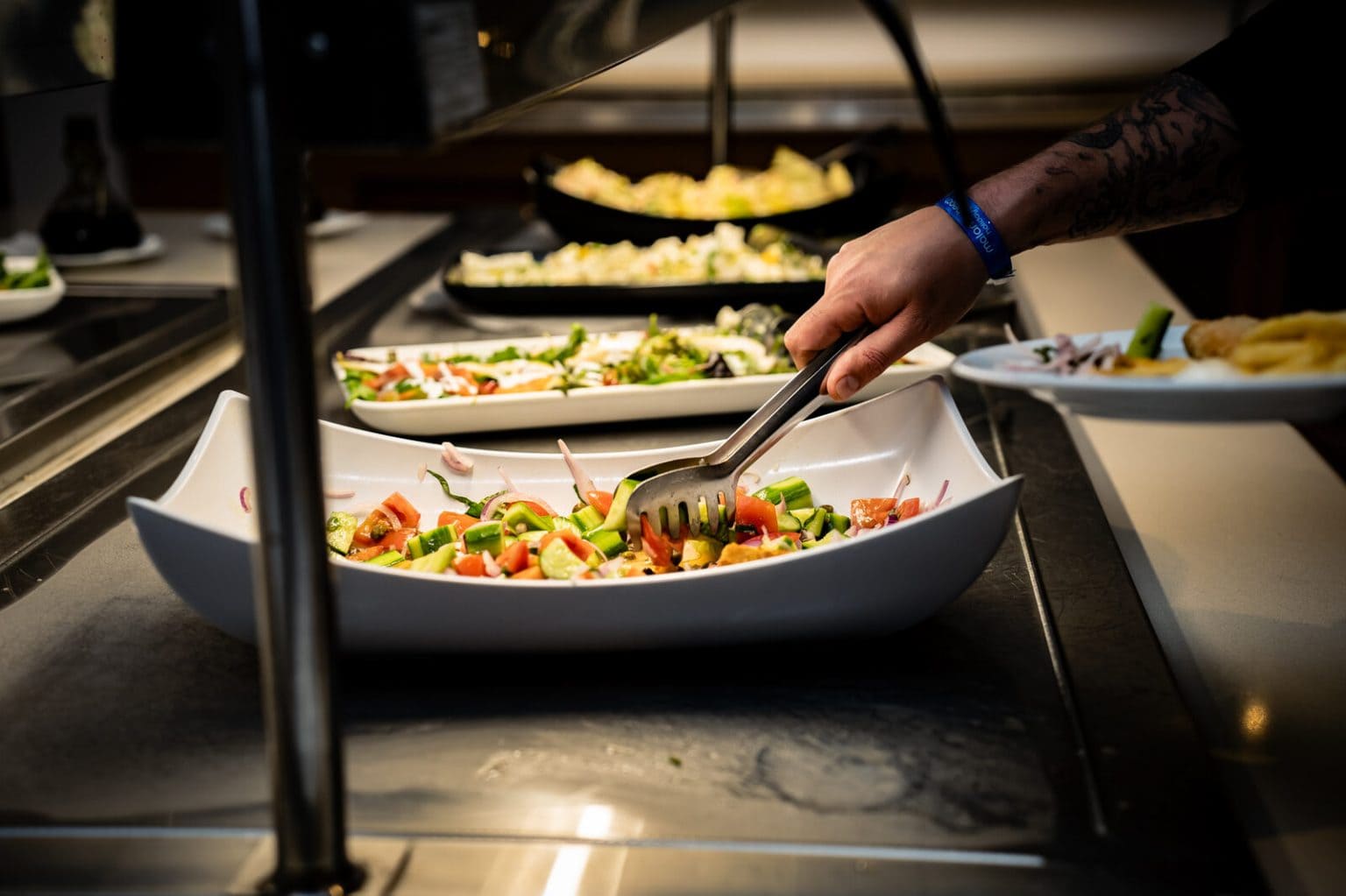 Salad station on the La Piazza buffet at Malama Beach Holiday Village, Protaras