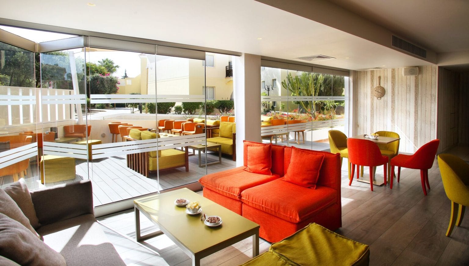 Lounge seating at Le Repos Mondo Lounge, Malama Beach Holiday Village, Protaras