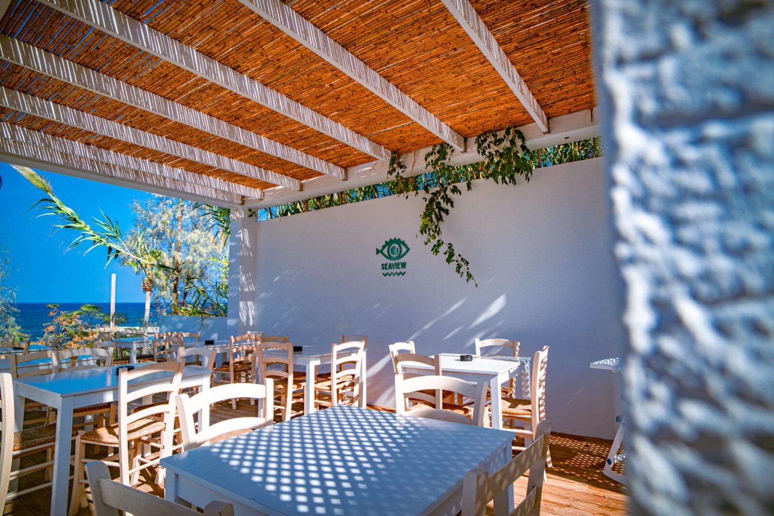 Seaview Bar terrace looking out to the sea, Malama Beach Holiday Village, Protaras
